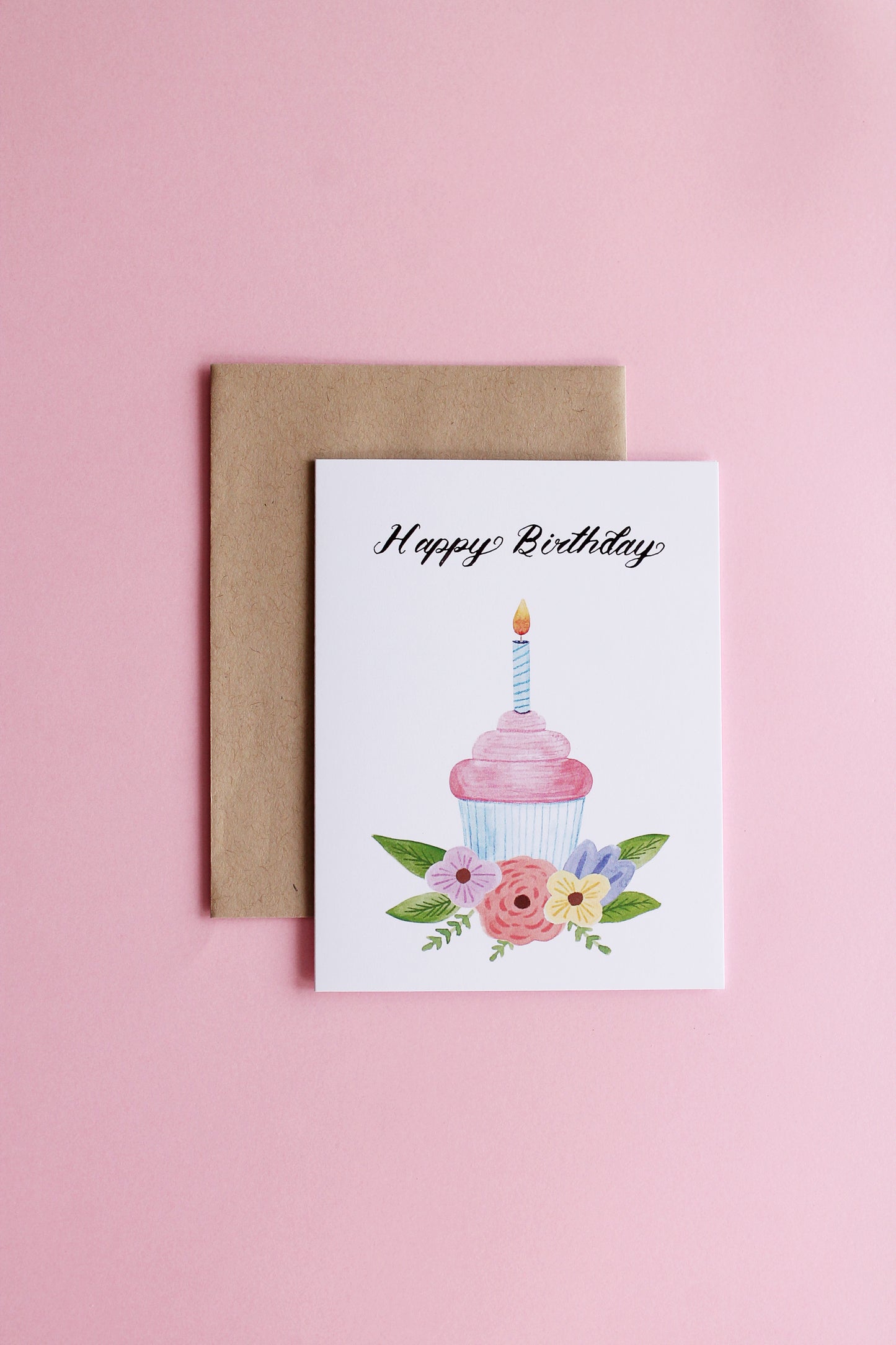 Flowers & Cupcake Birthday Card