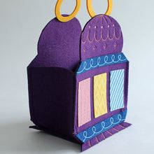 Load image into Gallery viewer, Ramadan Basket, in the shape of a lantern, sideview of basket. Shop at Hello Holy Days!